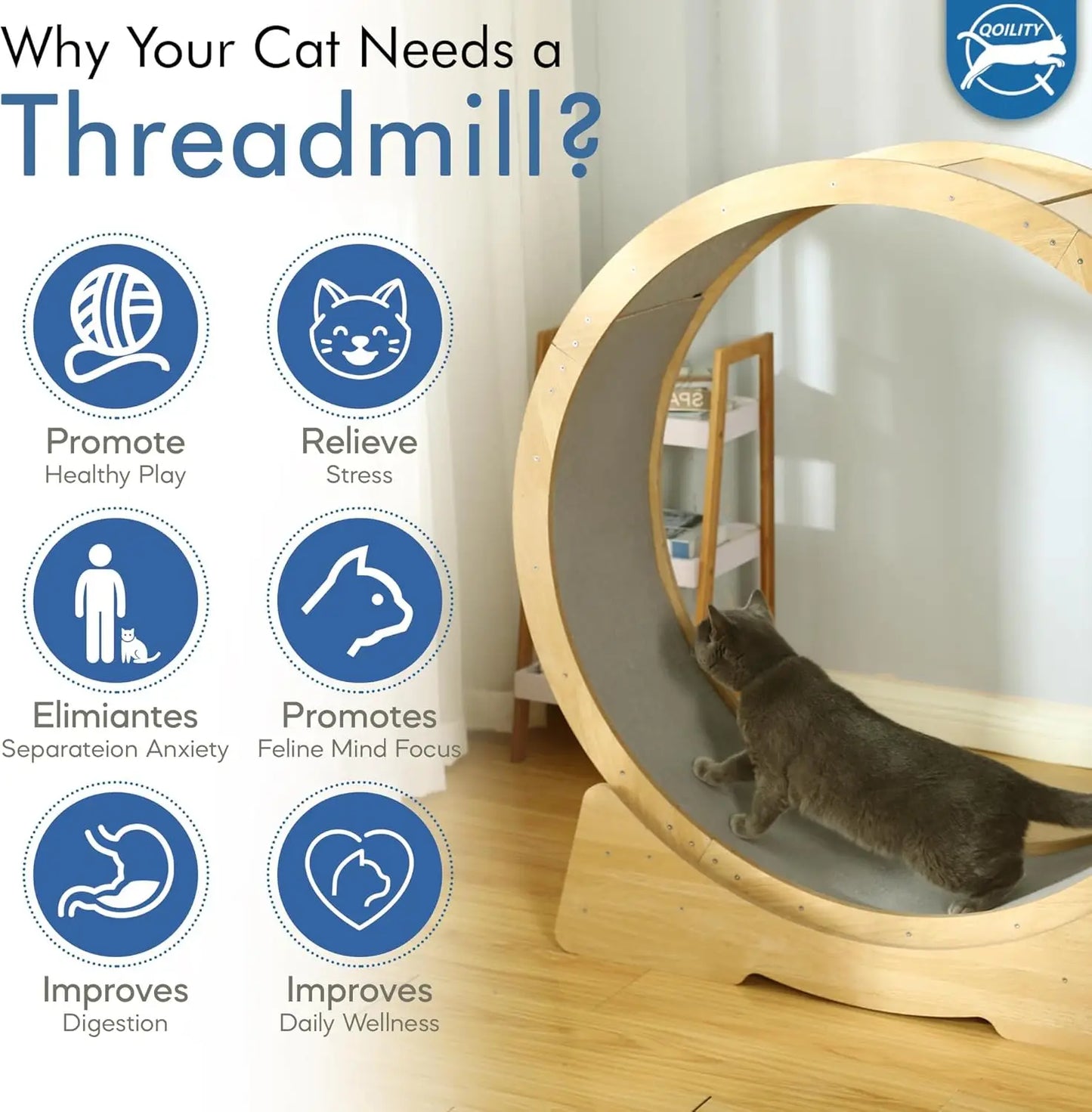 Low-Noise Cat Wheels for Indoor Cats Fitness & Health - Suitable for Most Indoor Cats